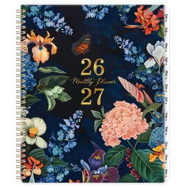 2026-2027 Monthly Planner/Calendar - Monthly Calendar 2026-2027, January 2026 - December 2027, 9" x 11", 2 Years Monthly Planner with Tabs, Contacts + Back Pocket + Twin-wire Binding - Floral