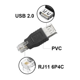 YBSCJHGR RJ11 to USB Telephone Line Adaptor, 6P4C Male to USB Type-A Female Plug for Telephone Communication Fax Machine Modem, 2PCS