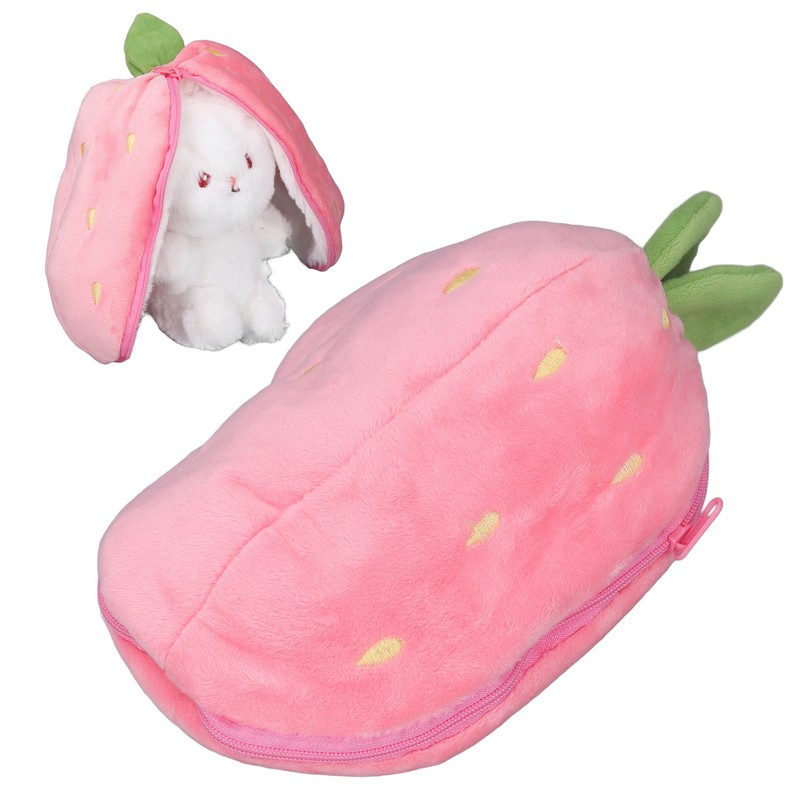 Reversible Bunny Plush Toy Throw Pillow Children Cute Cartoon Animal