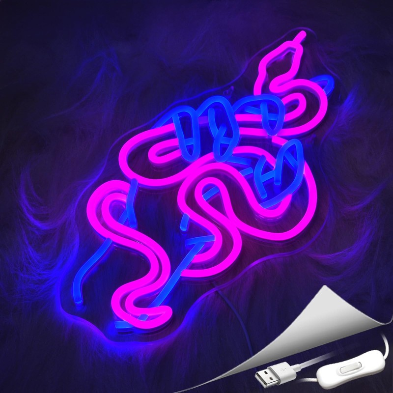 Whfobfe Snake Neon Sign Led Neon Light Neon Signs for
