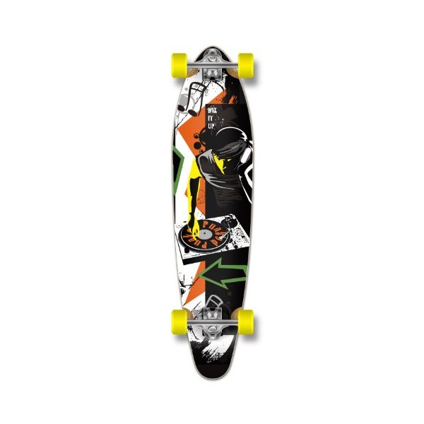 New Graphic Complete Longboard KICKTAIL 70's Shape Skateboard w/ 71mm Wheels, MIXITUP