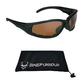 Bikershades Bifocal Safety Motorcycle Sunglasses Z87 +2.00 High Definition Blue Blocking Lenses.