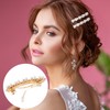 Winsyison 2pcs Pearl Rhinestone Snap Hair Clips for Women, Glitter