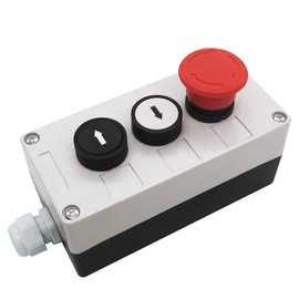 mxuteuk 1 NO Black 1 NO white momentary Switch Control Up-Down，1NC Red Mushroom Emergency Stop Latching Switch Station Box Switch Pushbutton Switches, 1 year Warranty HZ-JTSX