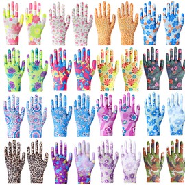 GAVOROHANS 10 Pairs Gardening Gloves Women Polyester knitting with PU Coated Work Gloves Ideal for General Light Work Comfortable Lightweight (10 Random Beautiful Colors, M/8')