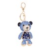 Bear Keychain Electroplate Long Bright Rhinestones Bear Keychain with Hook