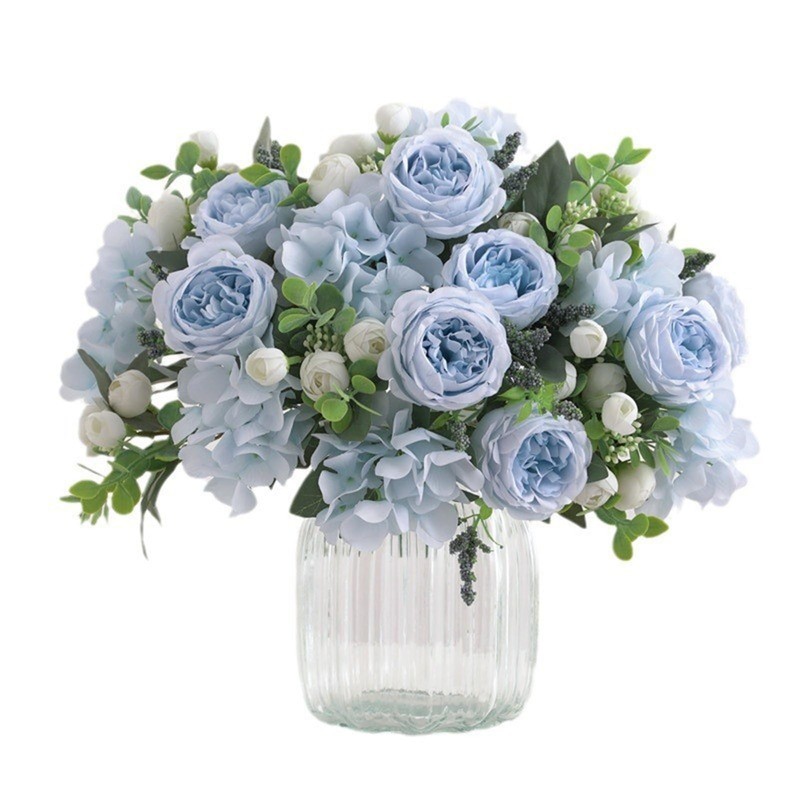4 Pack Artificial Peony Silk Flower Hydrangea Fake Bouquet Elegant