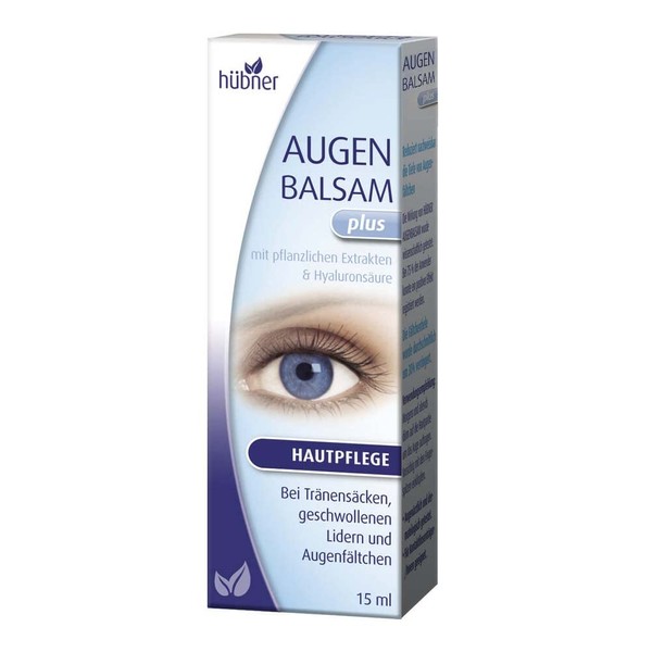 Hübner Eye Balm Plus for Demanding Skin Around the Eyes Intensive Care with Aloe Vera Gel and Hyaluronic Acid Tightens the Eye Area, Smooths Eye Wrinkles