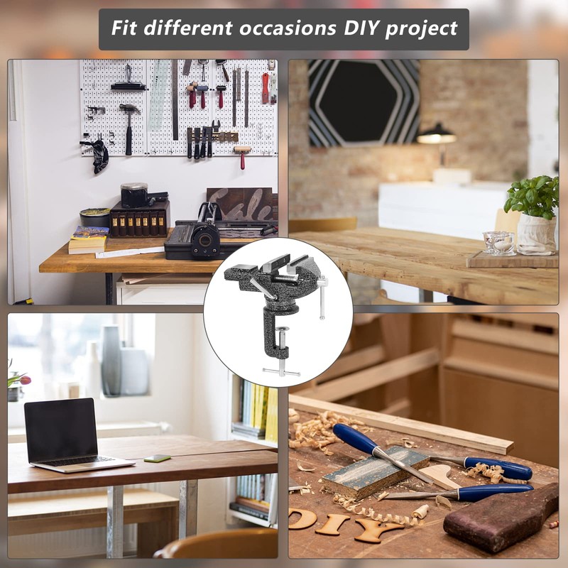 GOXAWEE Universal Bench Vise, 3.15 Inch Table Clamp, 360° Swivel