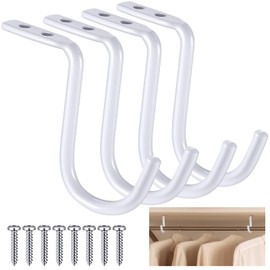 Gisafai 4 Pcs Closet Rod Center Supports 1-1/2 Inch Heavy Duty Metal Wall Mount Brackets for Shelf Closet Rod Clothes Storage(White)