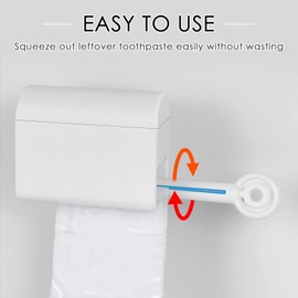 Linkidea 2 Pack Wall Mounted Manual Toothpaste Tube Squeezer, Rotatable Squeeze Toothpaste Dispenser, Punch Free Toothpaste Tube Sheet Holder (White)