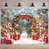 Rieetmk Christmas Backdrop - Winter Snow Scene with Candy Canes