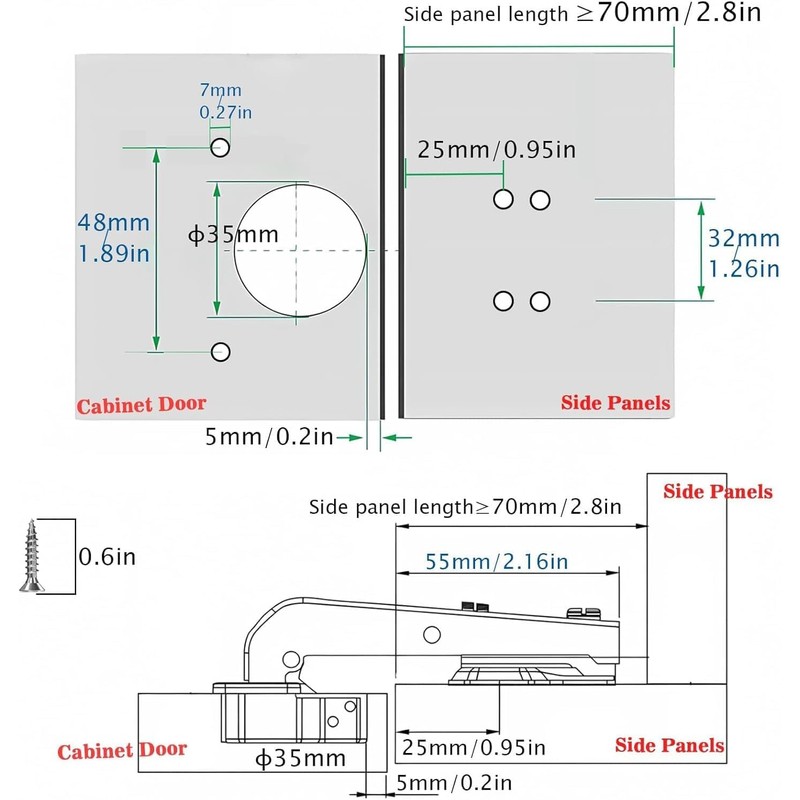 Pack of 2 90 Degree Soft Close Hinges for Cabinet