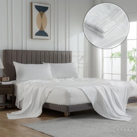 WODFAMY Microfiber Full Size Bed Sheet Set Extra Soft Deep Pockets Luxury Hotel White Bed Sheets Breathable & Cooling Wrinkle Free 4 Piece Set Fulls Sheets