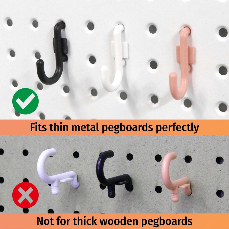 HUHOLE 100 Pack Pegboard Plastic Hooks – J Shape Peg