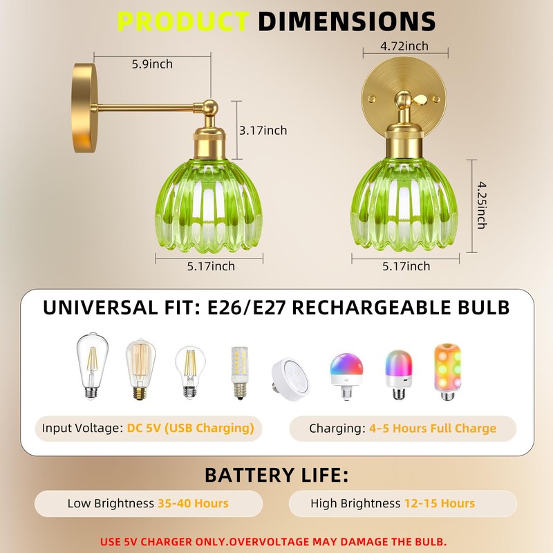 Battery Operated Wall Sconce with Remote Control, Wireless Wall sconces