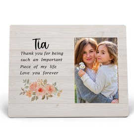 MAQIKA Tia Picture Frame, Tia Gifts for Women, Best Aunt Gifts for Mother's Day Picture Frames, Aunts Gift from Niece Nephew Wood Photo Frame for 4x6 Photos