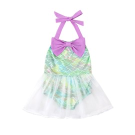 LYSMuch Baby Girl Mermaid One Piece Romper Sunsuit Toddler Sleeveless Dresses Tulle Clothes (Mermaid,9-12 Months