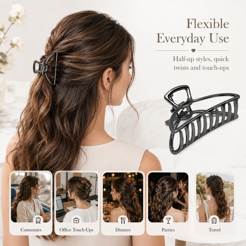 4Pcs Metal Hair Claw Clips Set, Large Alloy Hair Clips
