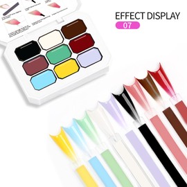 AIJIMEI Ombre Gel, Gradient Painting Gel, Ombre Gel Nail Polish, Including 100 Nail Sponges And Grabbing Pen Suitable For Salons And Family DIY (A7)