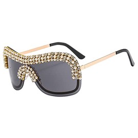 laureles Oversized Y2k Sunglasses Women Metal Rimless Vintage Silver Sun Glasses Big Rhinestone Female Shades, Grey, X