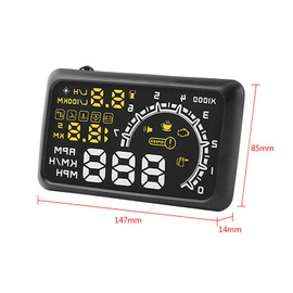 5.5'' HUD Head Display, Windshield Screen Projector Vehicle Speed, HUD Overspeed Alarm, OBDII/EUOBD Interface Plug Car Hud Screen for Cars, Plug & Play