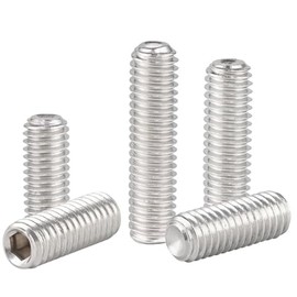10Pcs #10-24x3/4 Hex Socket Set Grub Screws,Headless Cup Point,Flat Point Grub Bolt,Internal Hex Drive,304 Stainless Steel,Headless Concave End,Metric External Thread,for Towel Rack Door Knob