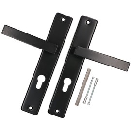 KOTARBAU® Handle Set PZ 72 mm Long Plate Black with Square and Mounting Screws