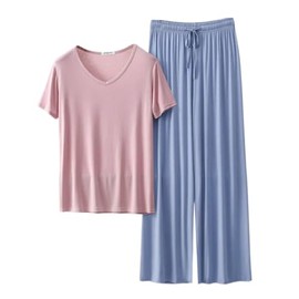 Celucke Women Summer V Neck Short Sleeve Pajama Set, Soft Comfortable Sleepwear Loose Fit Wear Nightwear Lightweight Breathable, Satin Pyjamas For Women, Pj Shorts Set, Ladies Comfort Lounge Wear