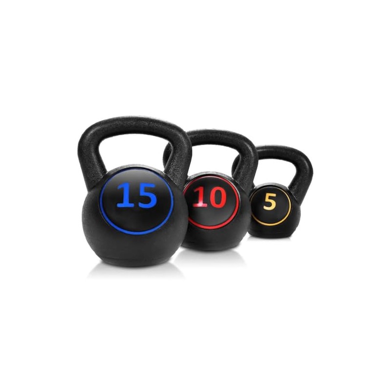Venbytech for Home Gym 3 Pcs Vinyl Kettlebell Kit Body