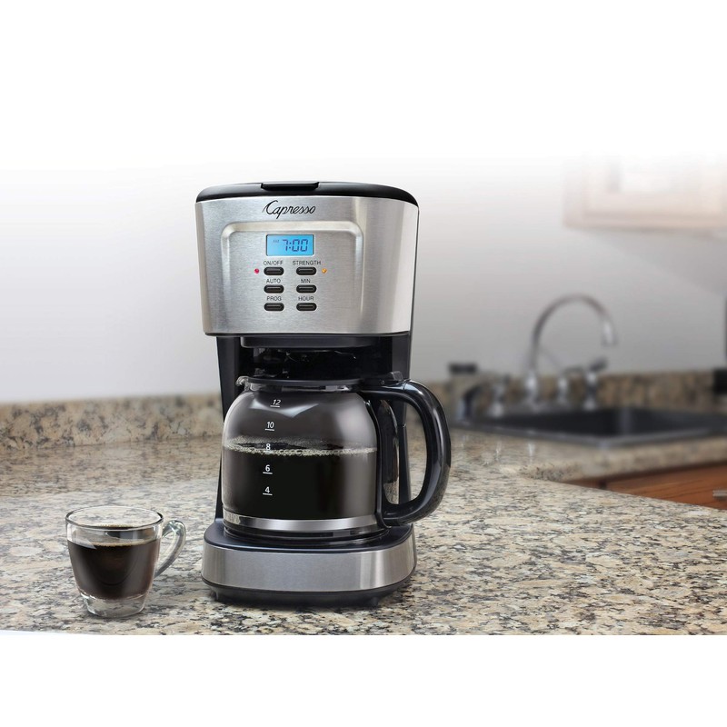 Capresso 12-Cup Coffee Maker with Glass Carafe, Stainless and Black