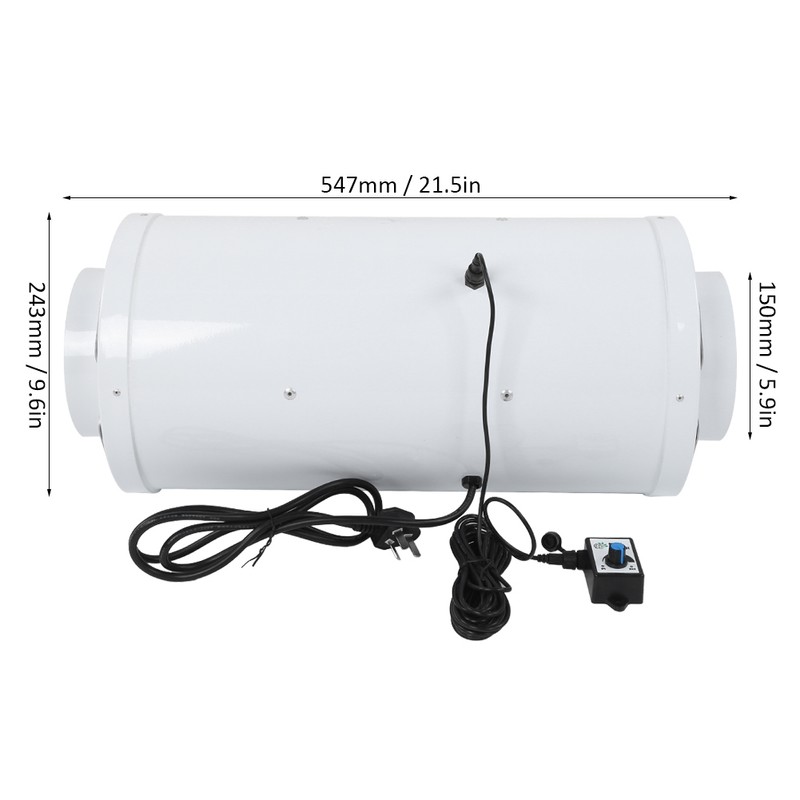 Duct Fan Mixed Flow Frequency Conversion Mute 150/200/250mm Speed Regulation