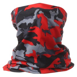 HARFINGTON Summer Cooling Neck Gaiter Sun Protection Face Mask Fishing Neck Gaiter Unisex Sunscreen Breathable Bandana for Outdoor Sports, Camo Red