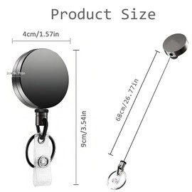2PCS Retractable Keychain, Heavy Duty Badge Reel Retractable Keyring, Lanyard Retractabl Badge Reel with Key Ring,for ID Cards, Security Pass & Outdoor Use with Secure Locking Clips(68 cm Nylon Rope)