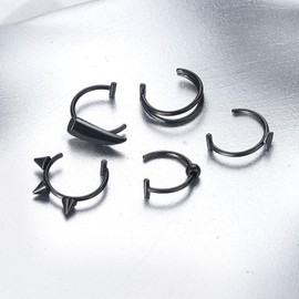 Xpircn Fake Lip Piercings Fake Snake Bite Non-Piercing Lip Cuff Ear Cuff Vampire Teeth Ring Stainless Steel Fake Lip Rings