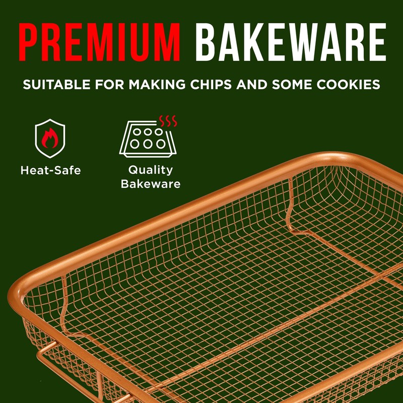 Bakken Swiss 2-in-1 Air Fryer Tray – Nonstick Copper Crisper
