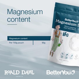 BetterYou Magnesium Sleep Whizz-Popping Kids' Bath Flakes, Pure Zechstein Magnesium Chloride, Aids Relaxation Before Bedtime, in Partnership with The Roald Dahl Story Company