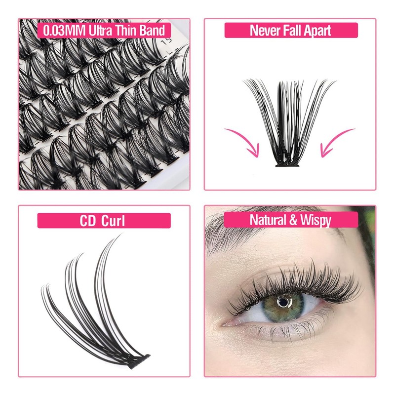 280 Pcs Individual Cluster Lashes 30D False Eyelashes Clusters DIY
