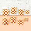Summer Press on Toenails Orange White Fake Toenails with Checkerboard