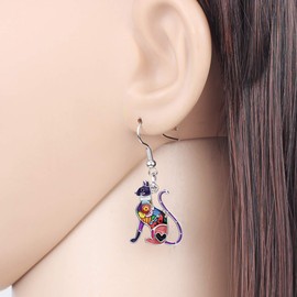 BONSNY Cute Enamel Dangle Anime Cat Earrings for Women Teens Jewelry Novelty Pets Funny Charms