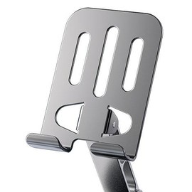 OOI All-Metal 3-Axis 360° Rotating Foldable Stand with Anti-Slip Design and Multi-Angle Neck Support for Smartphones Accessories Cellphone Mount Folding - Color: BMZJ01-GRY-gray