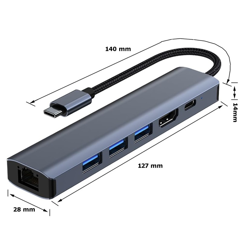 H32CS USB C Hub 6-in-1 Docking Station with 4K HDMI,