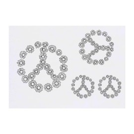 4 x 'Peace Daisy Symbol' Temporary Tattoos - Water Resistant, Skin-Safe, Non-Toxic Transfers, Mixed Sizes (TO00072080)