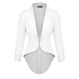 Hybrid & Company Womens Casual Work High Low Blazer Jacket JK45590 1073T White M