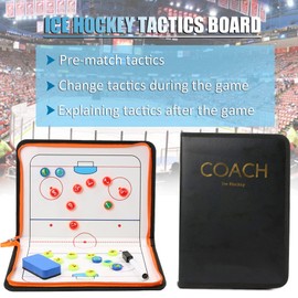 Ice Hockey Coaching Board, Ice Hockey Strategy Tactics Clipboard,RoseFlower Portable Strategy Ice Hockey Coach Training Equipment Board Accesories Kit- with Zipper and Magnetic Player Markers