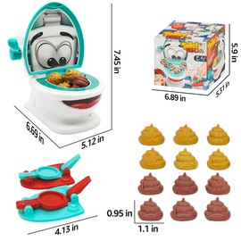Anemeeoke Poop Family Game - Funny Shooting Game - Fast and Frenzied Launching Poop - Including 1 Toilet Bowl, 2 Dexterity Launchers, 12 Soft Plastic Toy Poops -Gift for Kids 3 4 5 6 7 8 Year Old