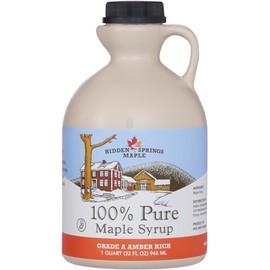 Hidden Springs Maple Amber Rich Quart 100% Pure Maple Syrup USA/CAN, BPA-free Jug