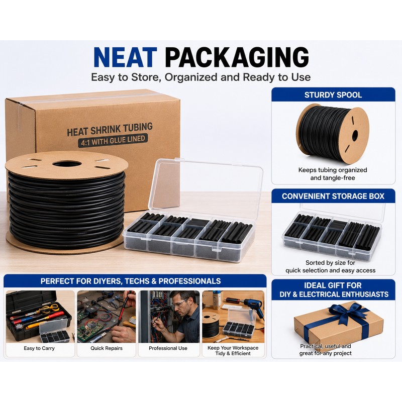 10 Meters 4:1 Heat Shrink Tube with Glue Polyolefin Shrinking