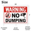 (4 Pack) No Dumping Signs with Symbol, 10 x 7