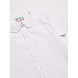 Classroom School Uniforms girls Short Sleeve Peter Pan Blouse school uniform button down shirts, White, X-Small US